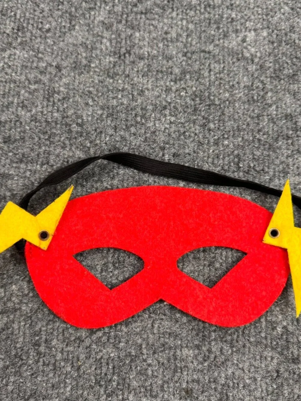 Kids Flash Superhero Felt Mask Red Yellow Bolt Costume Dress Up Accessory